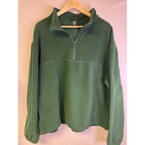 Vintage J Crew Mens XL Green 1/4 Zip Pullover Fleece Cabin Core